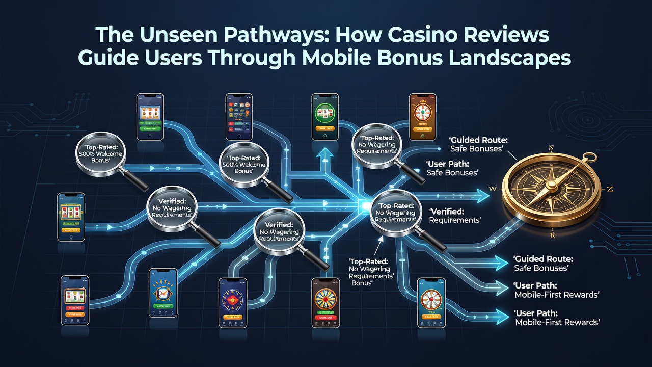 User journey through mobile bonus terms via review summaries and comparison charts